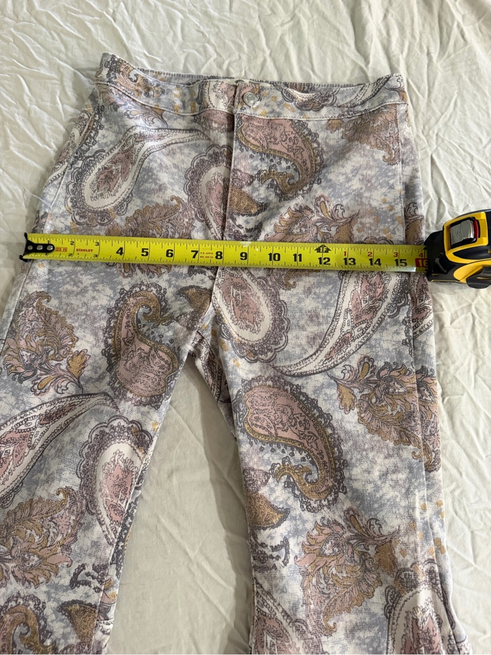 We The Free Paisley Flare Jeans in Gray, Pink & Brown - Picture 8 of 9